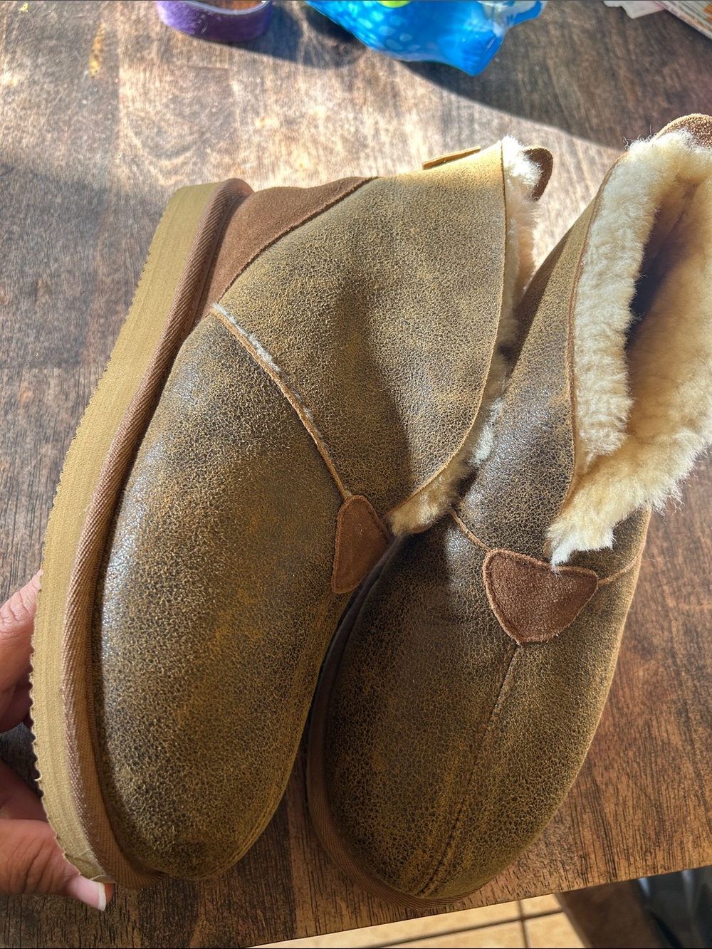 Men's Fleece-Lined Slip-On Suede Boots - Brown
